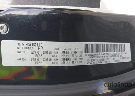 2017 Chrysler Pacifica Touring Plus z USA, uszkodzony, nr VIN 2C4RC1BG3HR782049